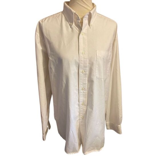 LL Bean White Shirt X-Large 17–35 | Cotton Blend Button-Up with Long Back Hem - Picture 2 of 9